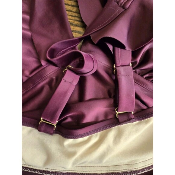 Kona Sol Purple Ruffle One Piece Swim Suit 18W Plus - Picture 4 of 13